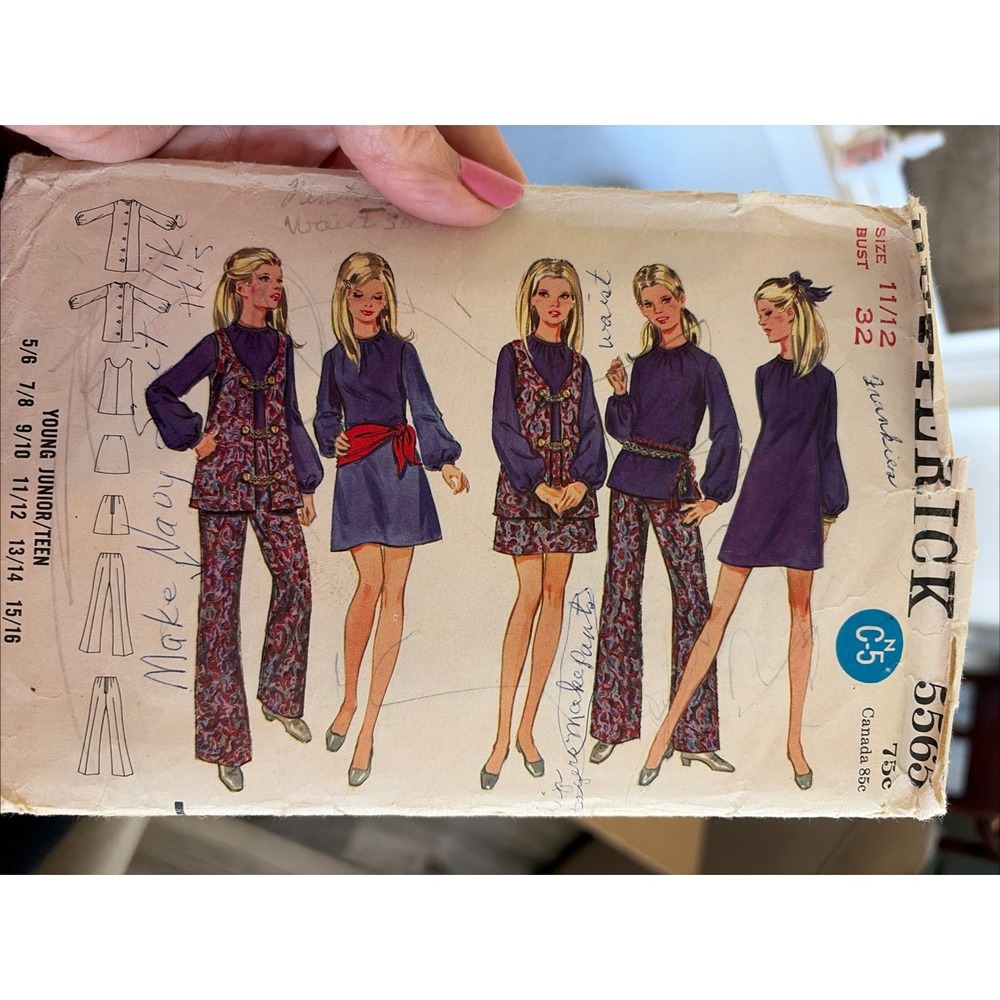 Butterick 5565 Vintage 60s Junior Teen Dress Blouse Jacket Skirt Pants Pattern